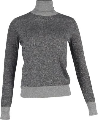Joseph Metallic Roll-neck Sweater In Grey Wool