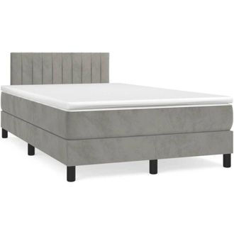 vidaXL Vidaxl - Cama Box Spring Con Colch&oacute;n Terciopelo Gris Claro 120x190 Cm