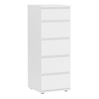 Furniture To Go Nova Narrow Chest of 5 Drawers in White