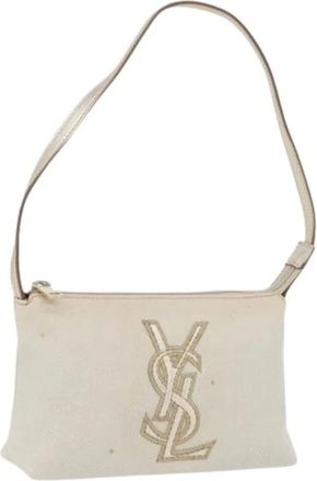 Saint Laurent Pre-owned Shoulder Bags, female, Beige, Size: ONE SIZE Pre-owned Vintage Canvas Shoulder Bag