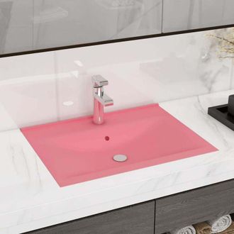 vidaXL vidaXL Lavandino con Foro Rubinetto Rosa Opaco 60x46 cm in Ceramica