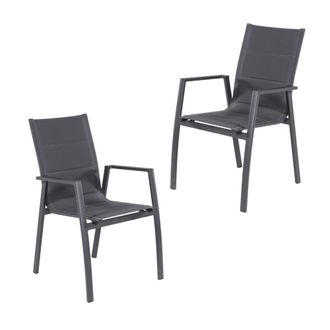 ED&Egrave;N JARD&Iacute; Pack 2 sillones de jard&iacute;n acolchados y apilables antracita