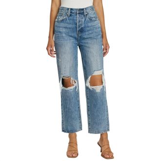Pistola Denim Cassie Super High Rise Straight Crop Jeans In Blossom Distressed