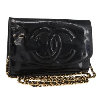 Chanel Pre-owned Cross Body Bags, female, Black, Size: ONE SIZE Pre-owned Vintage Patent Leather Shoulder Bag