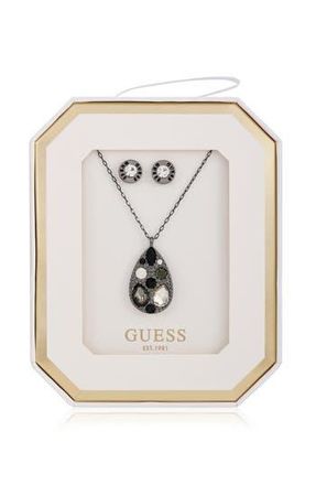 Guess Pendant Necklace & Stud Earrings Set in Silver at Nordstrom Rack