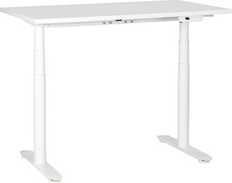 Beliani Beliani - Escritorio De Altura Regulable El&eacute;ctrico Dise&ntilde;o Moderno Patas Redondas 120 X 72 Cm Tablero Blanco Soporte De Acero Blanco Destinas