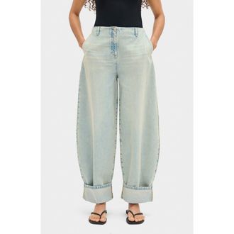 Aligne Christina Cuffed Barrel Leg Jeans in Cloud Blue at Nordstrom, Size 26
