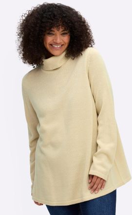 Sheego Rollkragenpullover SHEEGO Pullover, Damen, Gr. 44/46, braun (sand), 100% Polyacryl, unifarben, Pullover Rollkragenpullover