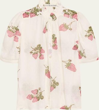 Alix of Bohemia Winnie Short-Sleeve Strawberry Blouse