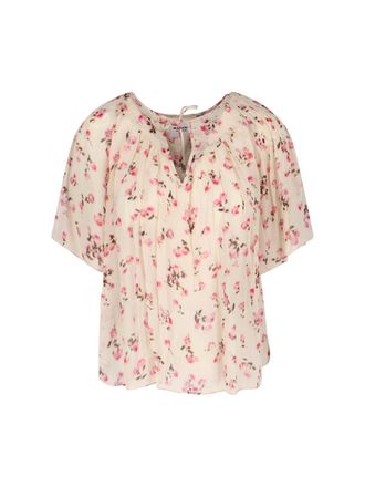 Isabel Marant Short-Sleeved Beige Top with Round Neckline