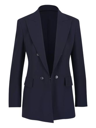 Akris Lucia double-breasted blazer - women - Wool/Elastane/Cupro - 2 - Blue
