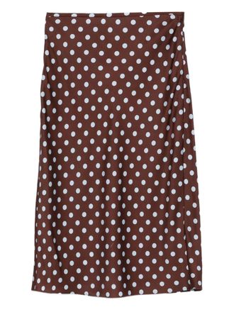 Poss&eacute; polka-dot midi skirt - Marrone