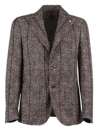 L.B.M. 1911 buttoned check-pattern blazer - Marrone