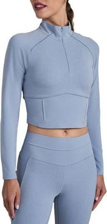 Rhone Heather Revive Crop Quarter Zip Top in Forever Blue Heather at Nordstrom Rack, Size Large