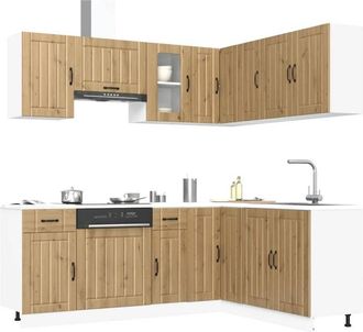 vidaXL Vidaxl - Mueble De Cocina Lucca 11 Piezas Artesanal Roble