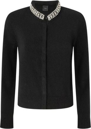 Pinko Cardigan Slim - Dames - Vesten - Zwart - XS - Katoen - Truien & Vesten