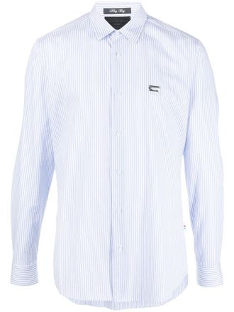 Philipp Plein graphic-print striped shirt - Blue