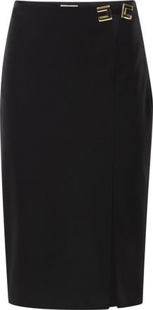 Elisabetta Franchi Falda de crep&eacute; el&aacute;stico doble con detalles de logotipo