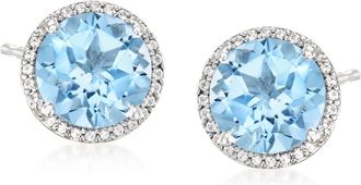 Ross-Simons Sky Blue Topaz and. White Topaz Earrings in Sterling Silver