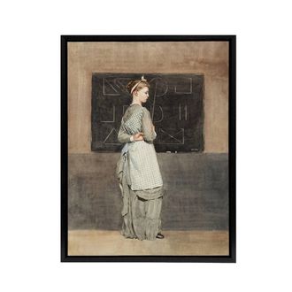 Artery8 Teacher with Blackboard Winslow Homer Framed Canvas Wall Art Print in Brown | Size: W24 x H32