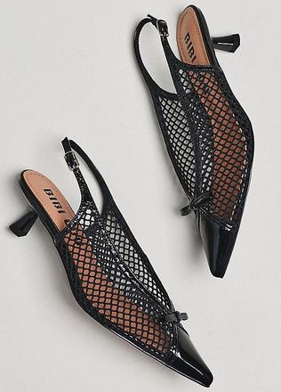 Bibi Lou Mesh Slingback Bow Kitten Heels