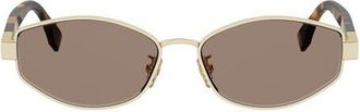Fendi Baguette 56mm Geometric Sunglasses in Shiny Endura Gold /Brown at Nordstrom