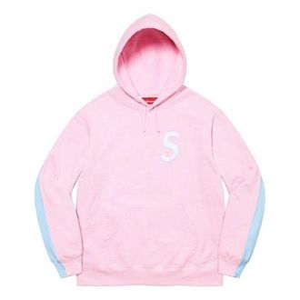 SUPREME S Logo Split Hooded Sweatshirt Pink Blue SUP-FW21-204