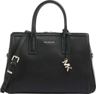 Michael Kors Laila Medium Leren Satchel - Dames - Handtassen - Zwart - ONE Size - Leer - Tassen