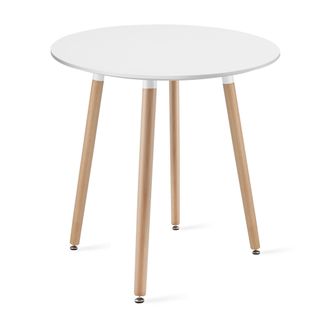 OEM Mesa Redonda Kami De 60 Cm - Blanca / Patas Naturales