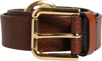 Dolce & Gabbana Men Brown Classic Leather Metal Buckle Belt Calf