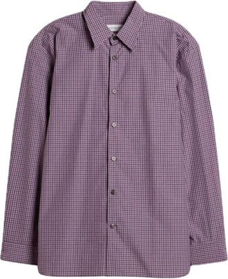 Dries Van Noten Camisa de Algod&oacute;n Croom Micro Check - Shirts - Hombre - P&uacute;rpura - L