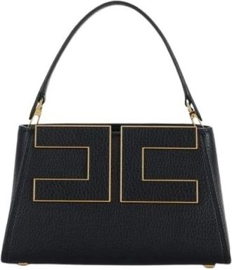 Elisabetta Franchi Handtas met logo - Dames - Tassen - Zwart - Maat: ONE Size Leer