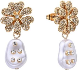 Eye Candy Los Angeles Womens Oceane Pearl Drop Earrings In Gold