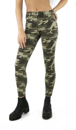 Tractr High Rise Denim In Camo