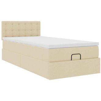 vidaXL Estructura De Cama Otomana Con Colch&oacute;n Tela Crema 90x190cm Vidaxl
