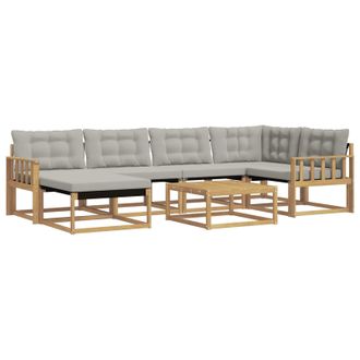 vidaXL Conjunto De Sof&aacute;s De Exterior 7 Pcs Blanco Y Gris Claro Vidaxl