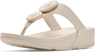 FitFlop Lulu Marbled-Stone Toe-Post Sandals Womens Wedge Shoes Paris Beige : 11 M (B), Synthetic