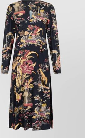 Etro floral-print long-sleeve midi dress