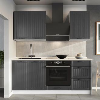Vicco Cocina Para Solteros Fame-line, Gris Oscuro/blanco, 190 Cm, Et Antracita, Vicco