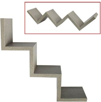 Trade Shop Trade Shop - Mensola Parete Zig Zag Design Moderno Legno Mdf Rovere Grigio 59x12cm