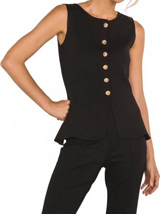 Skies Are Blue Clothing Blair Hammered Button Down Vest Top In Black