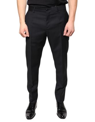 Dolce & Gabbana Black Wool Skinny Men Dress Pants Virgin