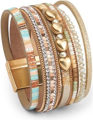 Saachi Charm Faux Leather Bracelet in Beige at Nordstrom Rack