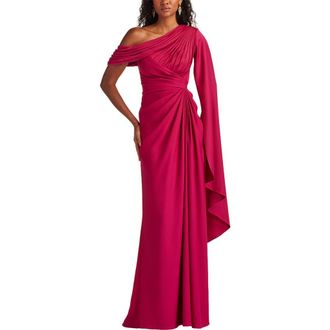 Tadashi Shoji Ember One-Shoulder Draped Gown in New Fuchsia at Nordstrom, Size 18