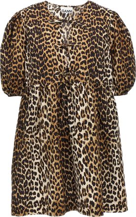Ganni Leopard Poplin Dress