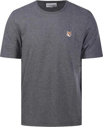 Maison Kitsuné Tops, Heren, Grijs, M, Katoen, Casual Katoenen T-Shirt voor Mannen