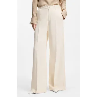 BOSS Essential High Waist Wide Leg Jeans in Soft Cream at Nordstrom, Size 3332
