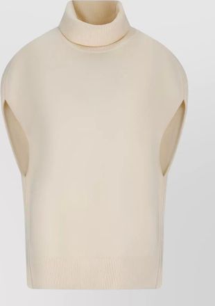 Toteme wool vest high neck ribbed back slit