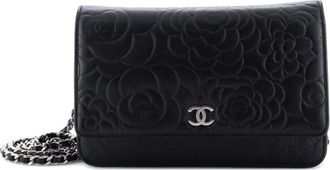 Chanel Camellia Wallet on Chain lamsleren crossbodytas - Zwart