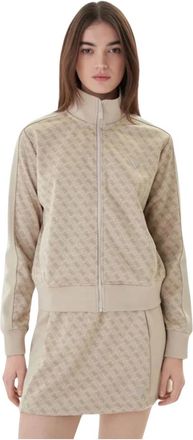 Guess Hoodies & sweatvesten, Dames, Beige, XS, Katoen, Maya Fullzip Sweatshirt